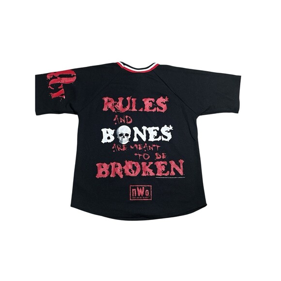Vintage 90s NWO Rules And Bones Are Meant To Be Broken WCW WWF Jersey T Shirt - Picture 4 of 7
